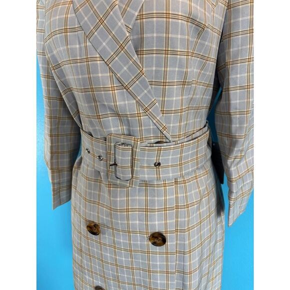 Adelyn Rae Sydney Blue Plaid Button Front Coat Shirt Dress Lined Extra Button S - Picture 4 of 12